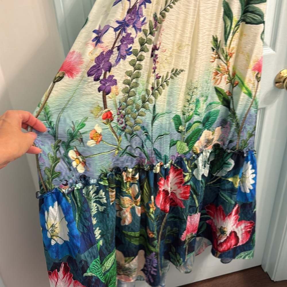 Anthropologie Floral Pink and Blue Strapless Sundress with Straps Medium - Picture 3 of 5